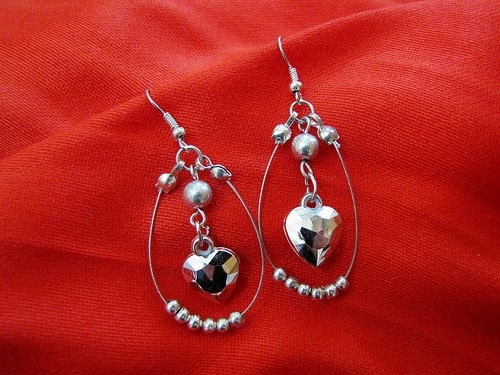 Metallic Heart Drop Earrings