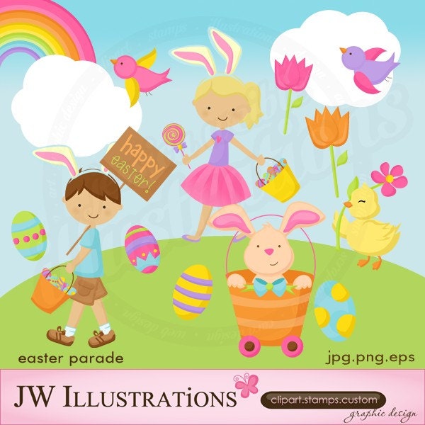 cute easter bunnies and chicks. Easter Parade Cute Digital