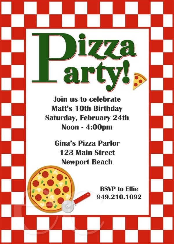 pizza party invitation. Pizza Party Invitation