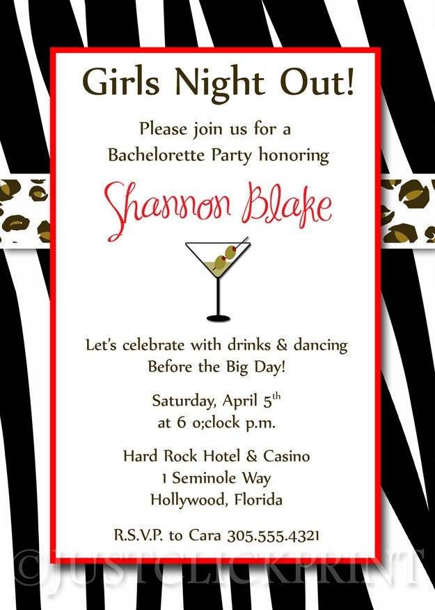 girls night out invitation. Girls Night Out Bachelorette