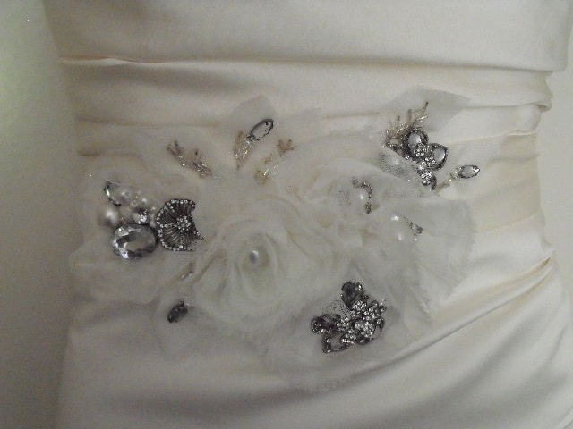 CUSTOM BRIDAL SASH wedding sash beaded sash crystal sash flower sash 
