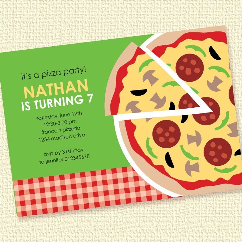 pizza party invitation. Pizza Party Printable Custom