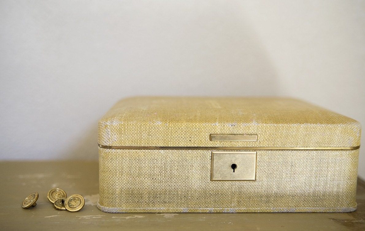 Vintage Yellow Farrington Jewelry Box