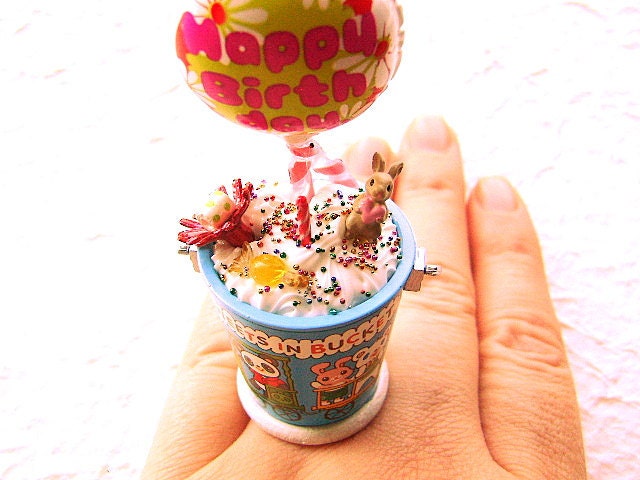 Happy Birthday Bunny Balloon Ring via @etsy