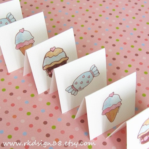 rkdsign88.blogspot.com etsy  cupcake sweet ice cream tag gift label candy girl painting drawing art print cute whimsical reproduction acrylic