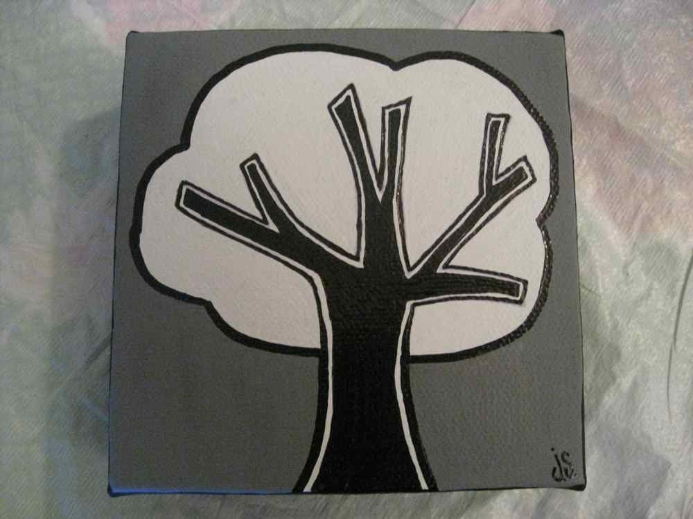 black and white mod tree---original