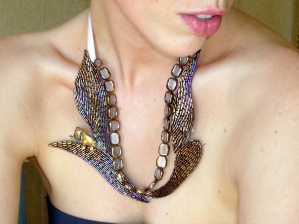 gold statement necklace. Copper and Gold Statement Necklace by Doloris Petunia. From DolorisPetunia