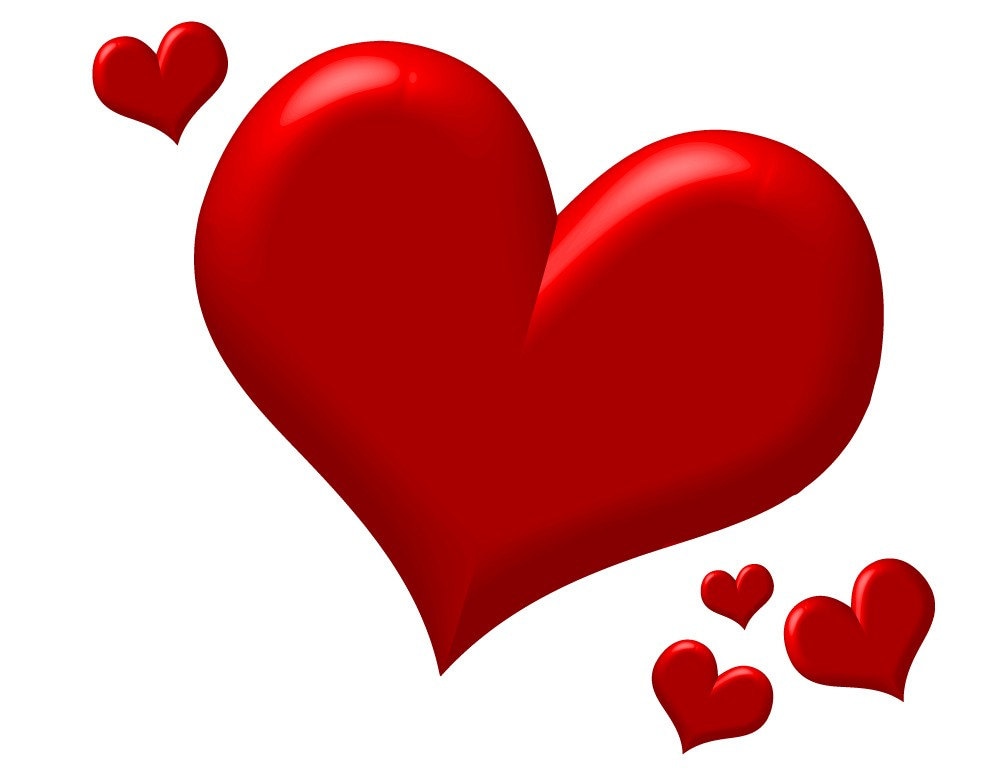 Puffy Red Hearts - Clip Art Download 