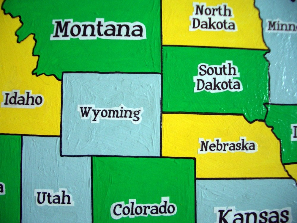 The state names are paper cut-outs.