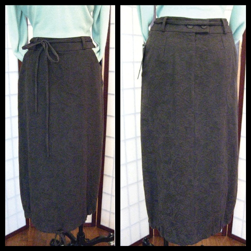 JUMA Brown Patterned Long Skirt Size