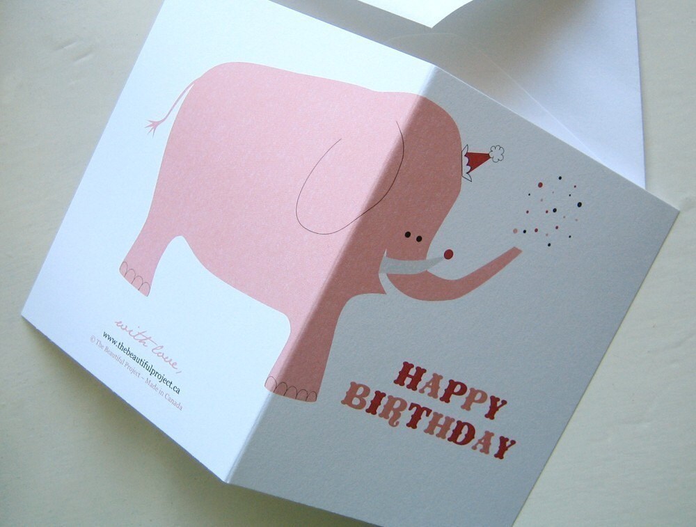 Happy Birthday Pink Party Elephant