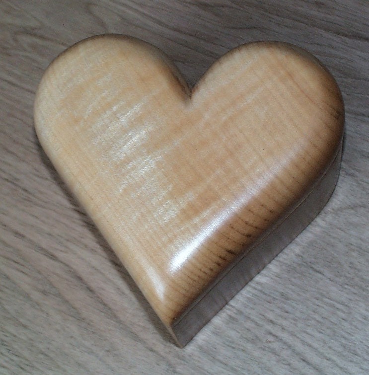 Heart Shaped Curly Maple jewelry box 