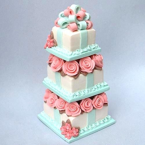 pink and turquoise wedding cakes