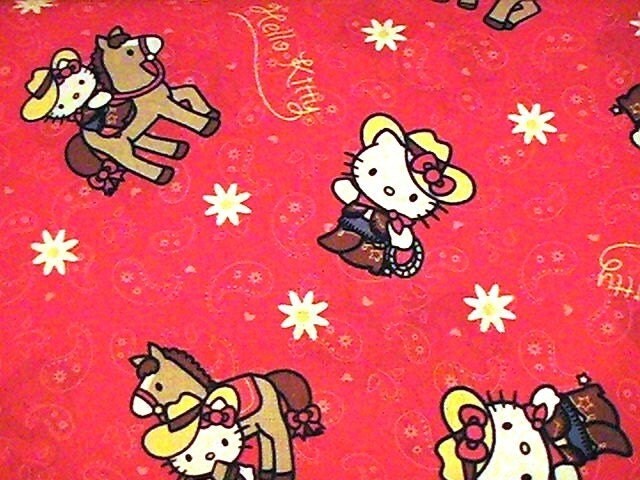 hello kitty fabric by the yard. Hello Kitty fabric Cowgirl MEGA CUTE 1 yard. From bellepepper