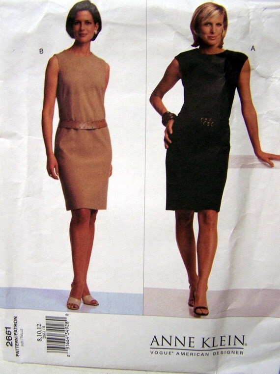 Sewing Pattern Anne Klein Design Vogue 2661 Misses' Dress Size 8-10-12  Uncut Complete