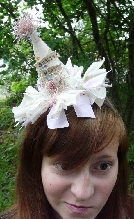 Smarty Pants Fascinator Party Hat - fabric banner tea party mini head piece