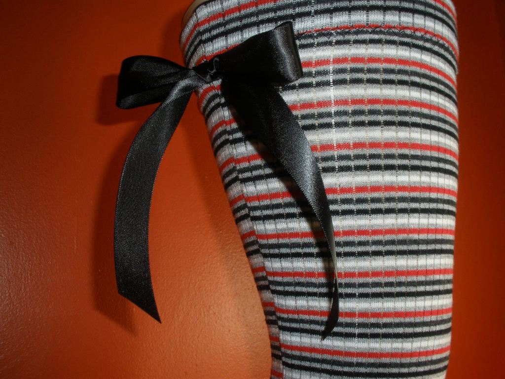 Adorable, Attractive, Cute Striped and Fun 2 Wear Stocking Socks with Cute Removable Black Bow will also Fit a Beautiful Plus Size Leg