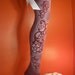 Attractive Uniquely Floral Painted Design Stocking Socks w/ Cute Removable Bow, Thigh Highs, Ladies Stocking, Women Stocking, Long Socks