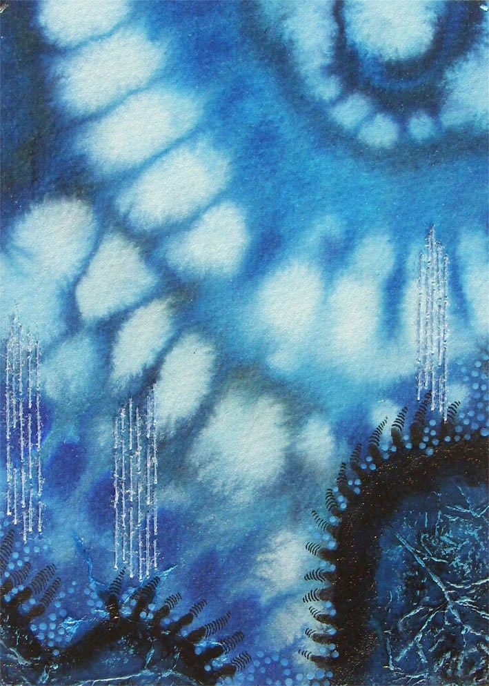 Monaco Blue Art painting, Original painting OOAK, abstract art  Mixed media - Rain