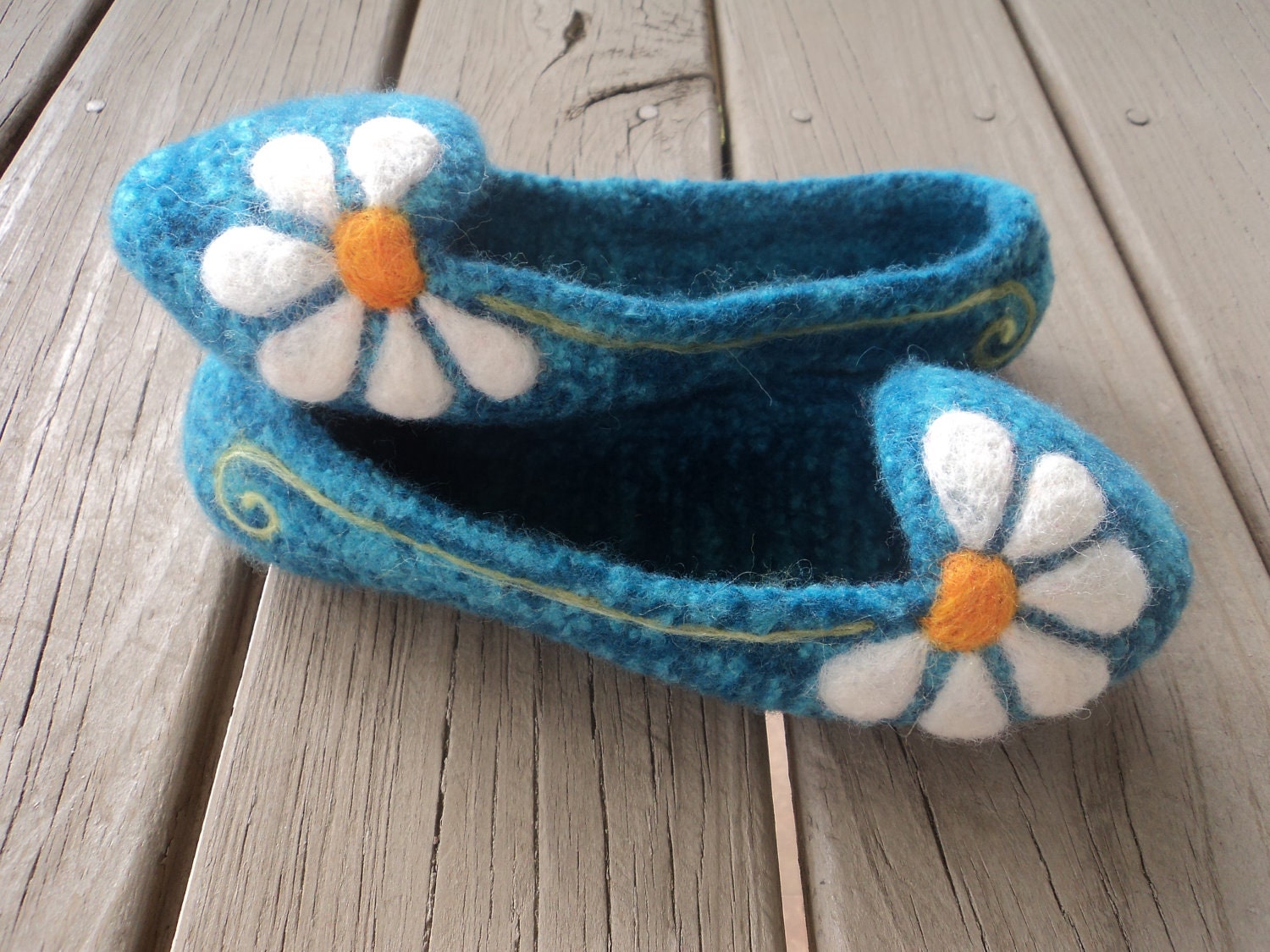 Summer Slippers Felted Knit for Women Size 8 / 9