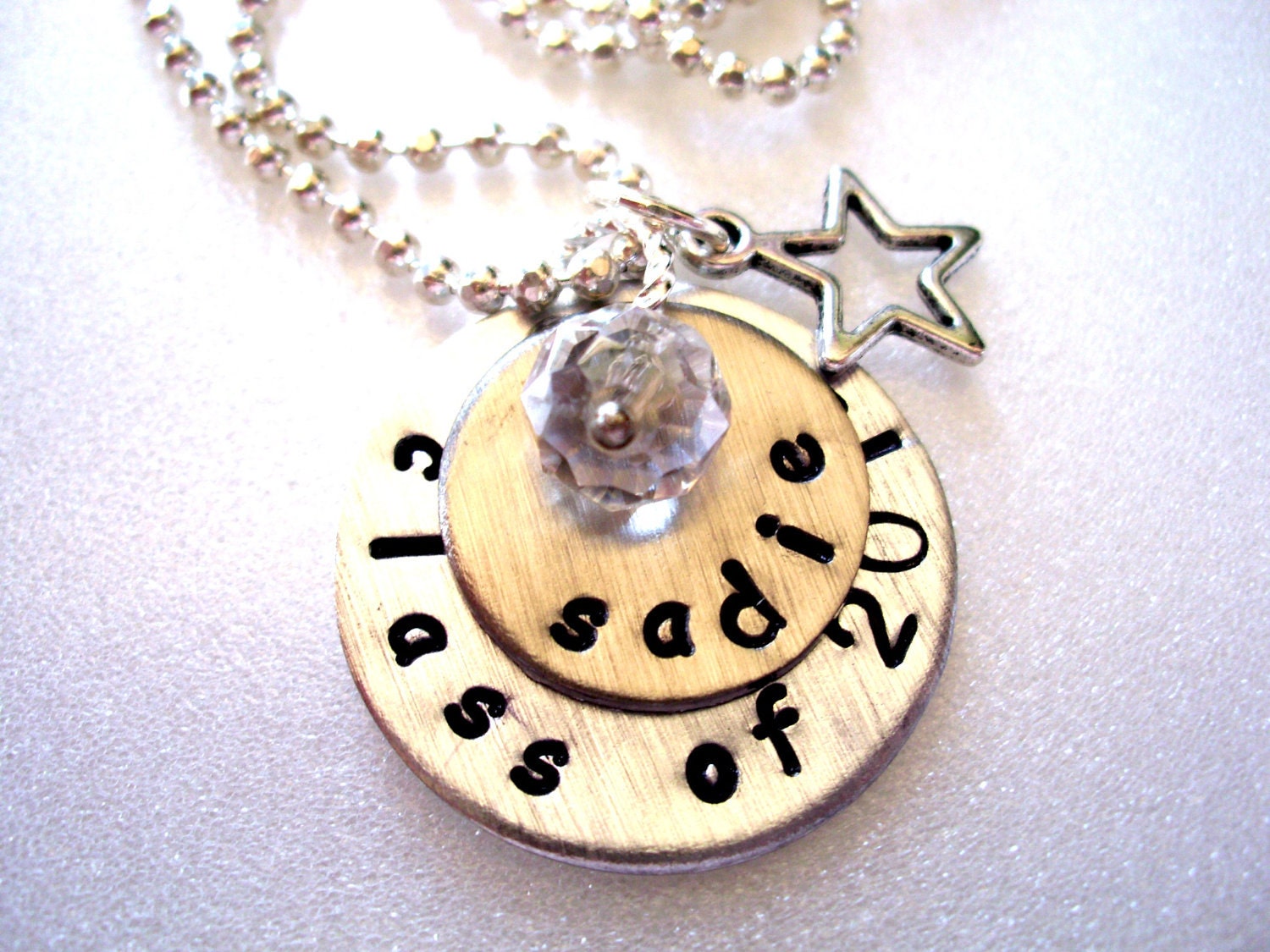 Personalized Graduation Necklace, Hand Stamped Charm Necklace, Star Charm Necklace, Class of 2012 Necklace