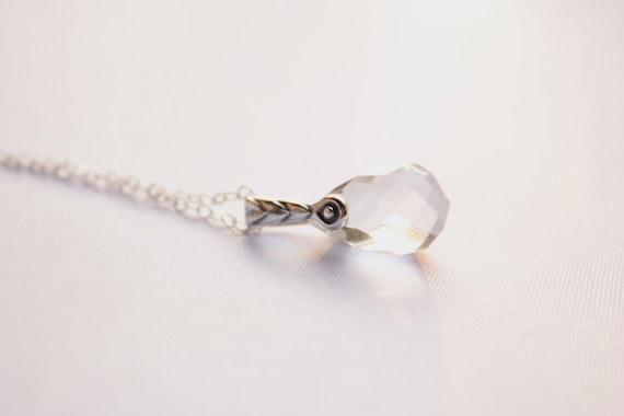 For Just That Moment - Bridal Necklace - Rock Crystal Stone Teardrop
