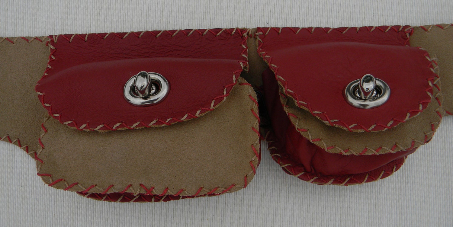 Travel pouch belt - Burning Man leather pouch belt - waist bag - Pouch belt