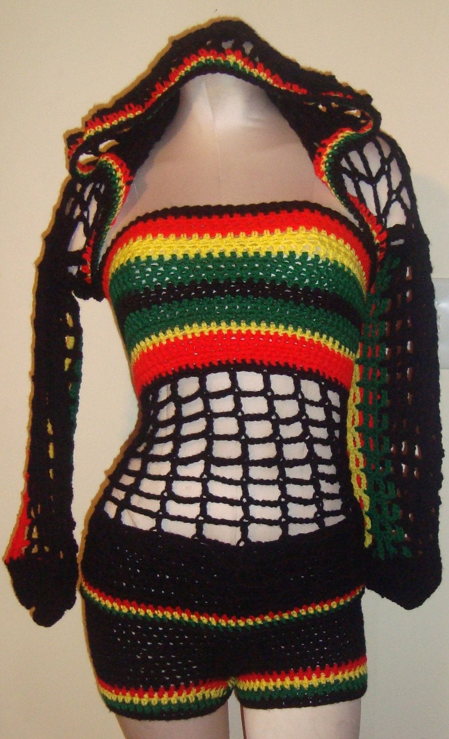 Bob Marley Colors - Hooded Shrug w/ Matching Boy Shorts and Tube Top