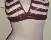 Crochet Pink and Brown Bikini Bathing Suit
