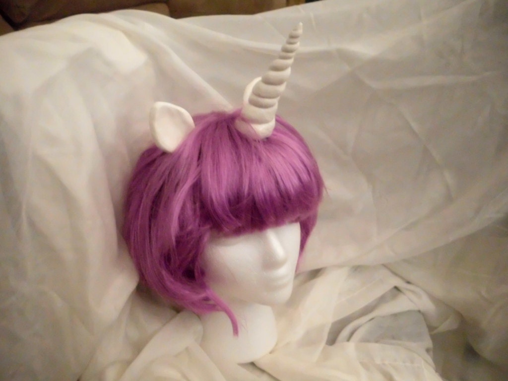 Unicorn Wig Purple Unicorn Horn Costume Wig Short Bob mlp My Little Pony Cosplay  Rarity Twilight Sparkle Princess Luna mlp