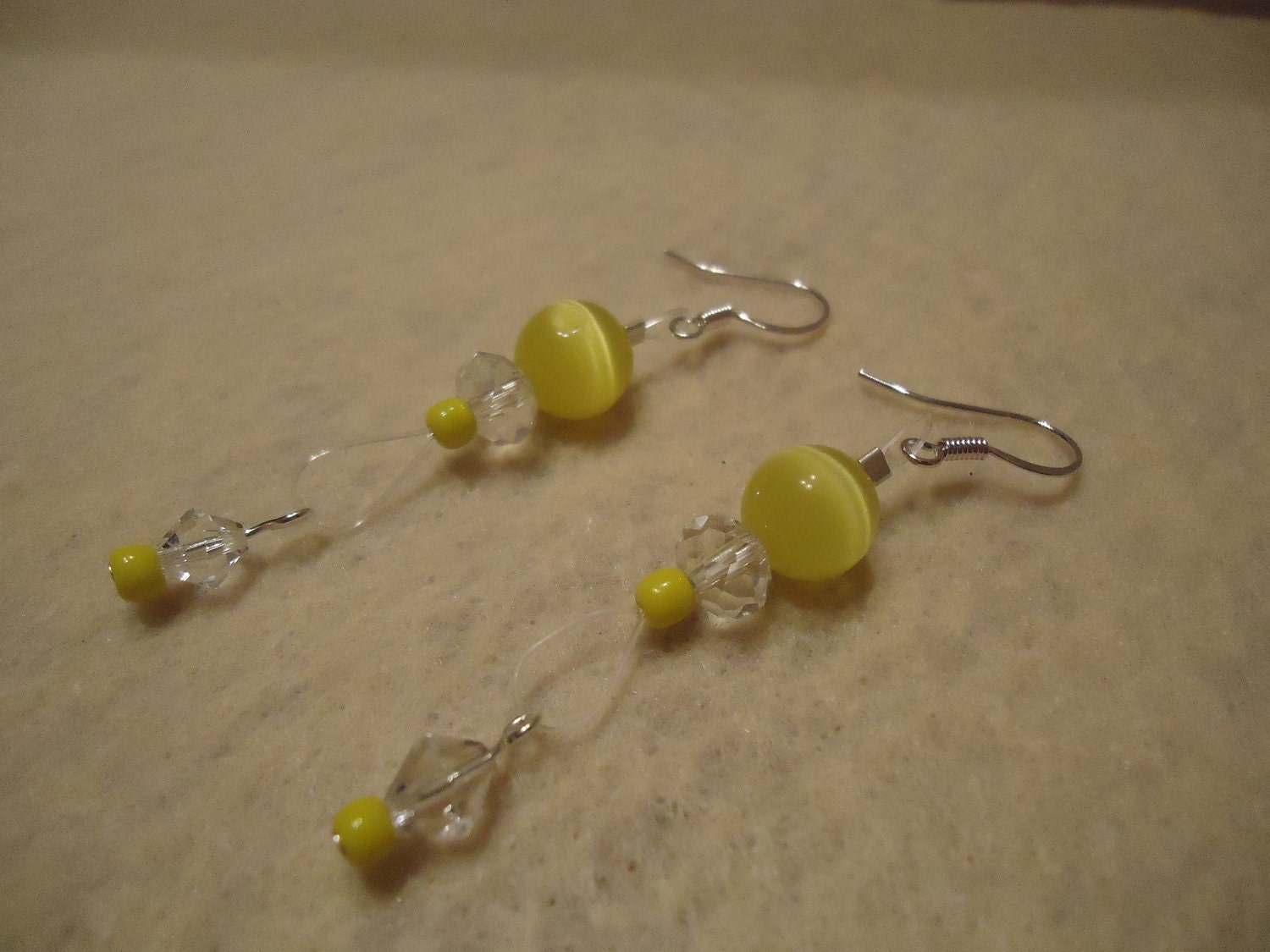Fun Yellow Crystal Dangles Earrings
