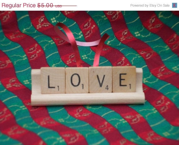 CIJ SALE 25% OFF Love Ornament - Scrabble Tiles