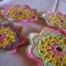 Coasters in rose, lilac, yellow, green, grey - set of four