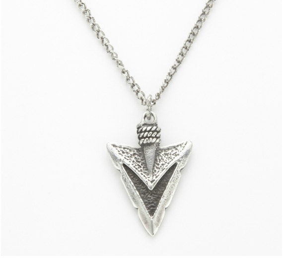 Sterling Silver Arrowhead Pendant, Oxidized Necklace, 20" Chain, Silver Jewelry