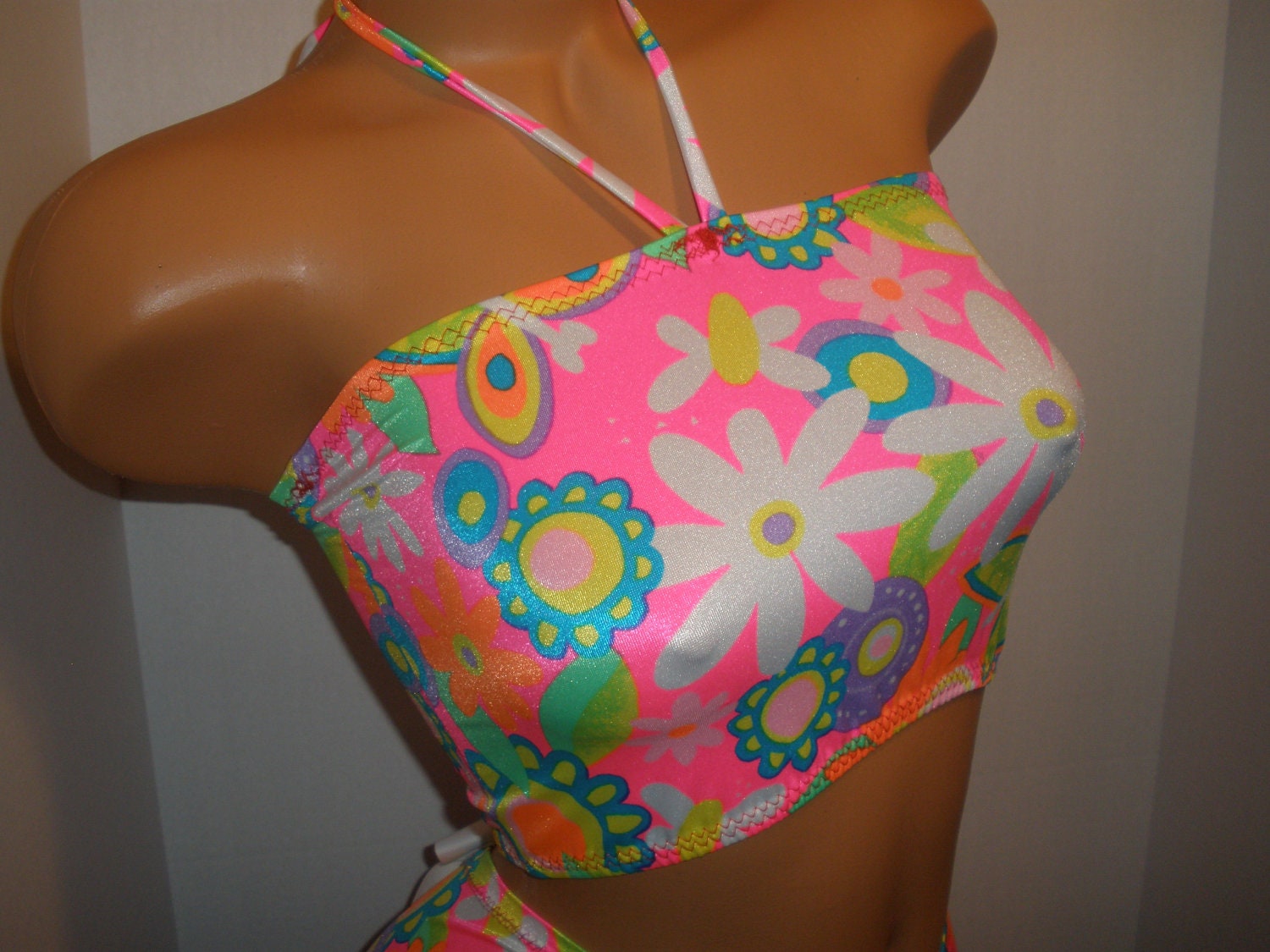 2 Piece Bright Multiple Color Swimsuit Short Set with Top and Shorts ( Last One in This Fabric Pattern)
