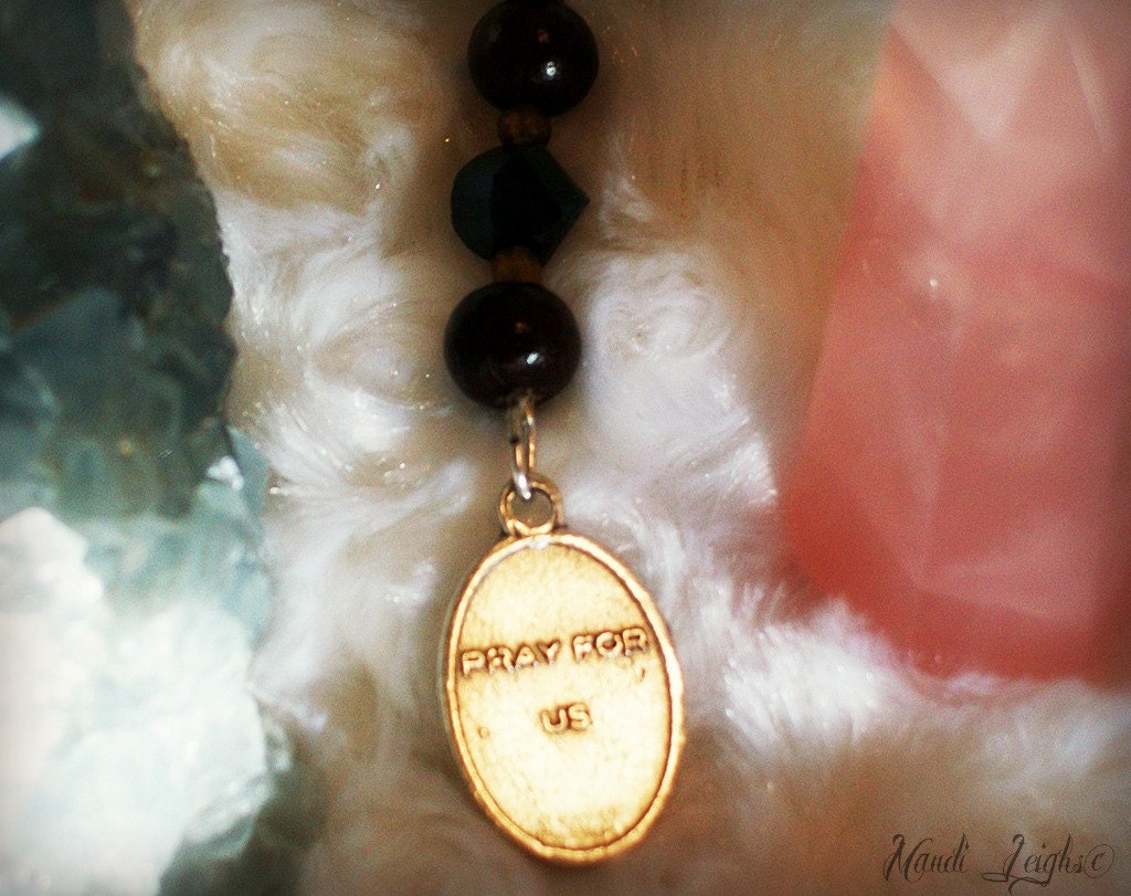 Guardian Angel Rosary Prayer Necklace Sandalwood and Magnesite