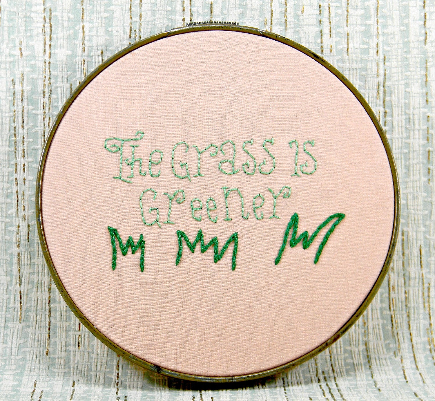 The Grass is Greener Embroidery Hoop Art