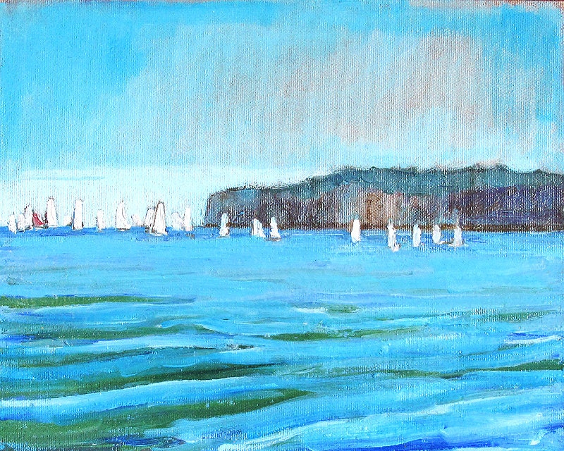 San Clemente California Sailboats off Dana Point Seascape Painting by Kevin Inman Art