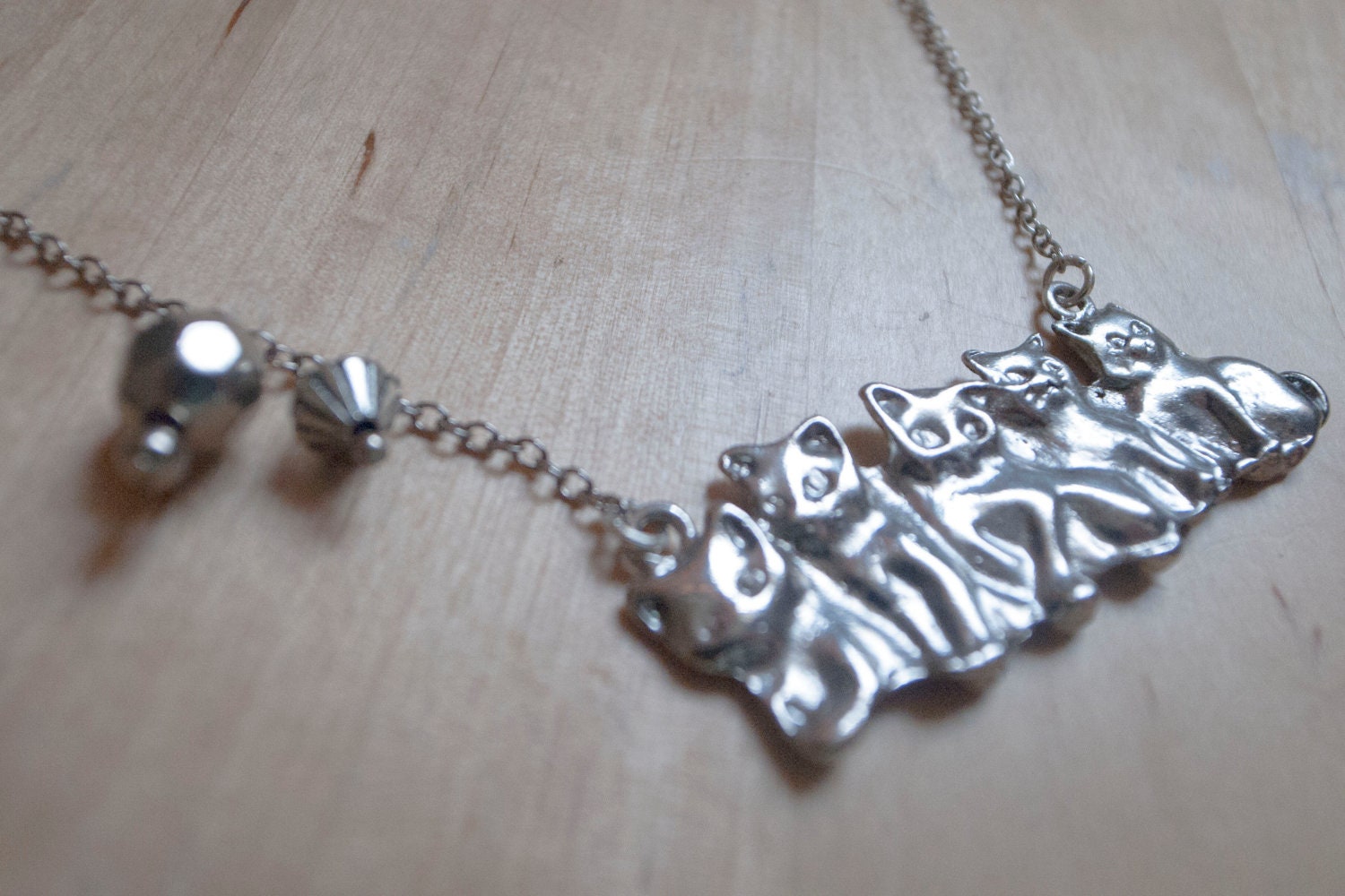 Silver Cat Loving Necklace - Custom Order Available