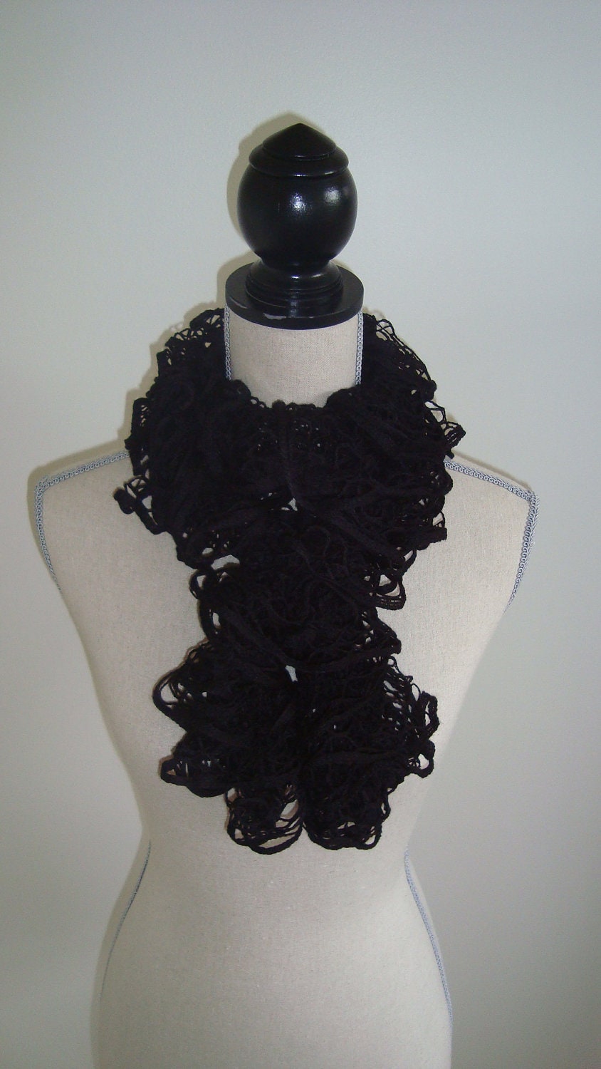 Lacey, black ruffle scarf