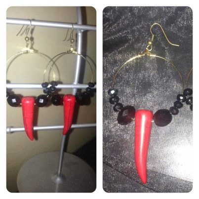 Red and black hoop earrings