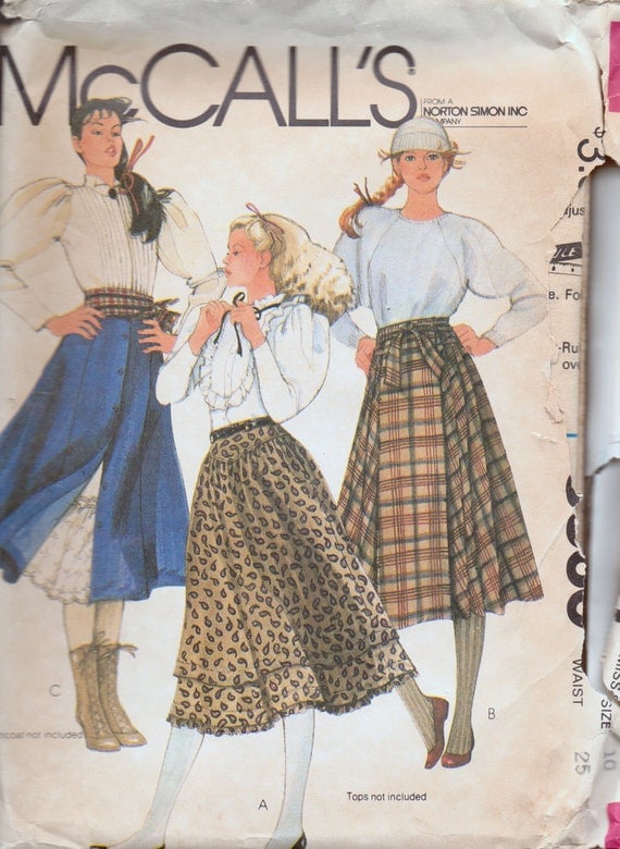 Vintage 80s Sewing Pattern McCall's 8660 Gathered Skirts Size 10  Waist 25 inches Uncut  Complete