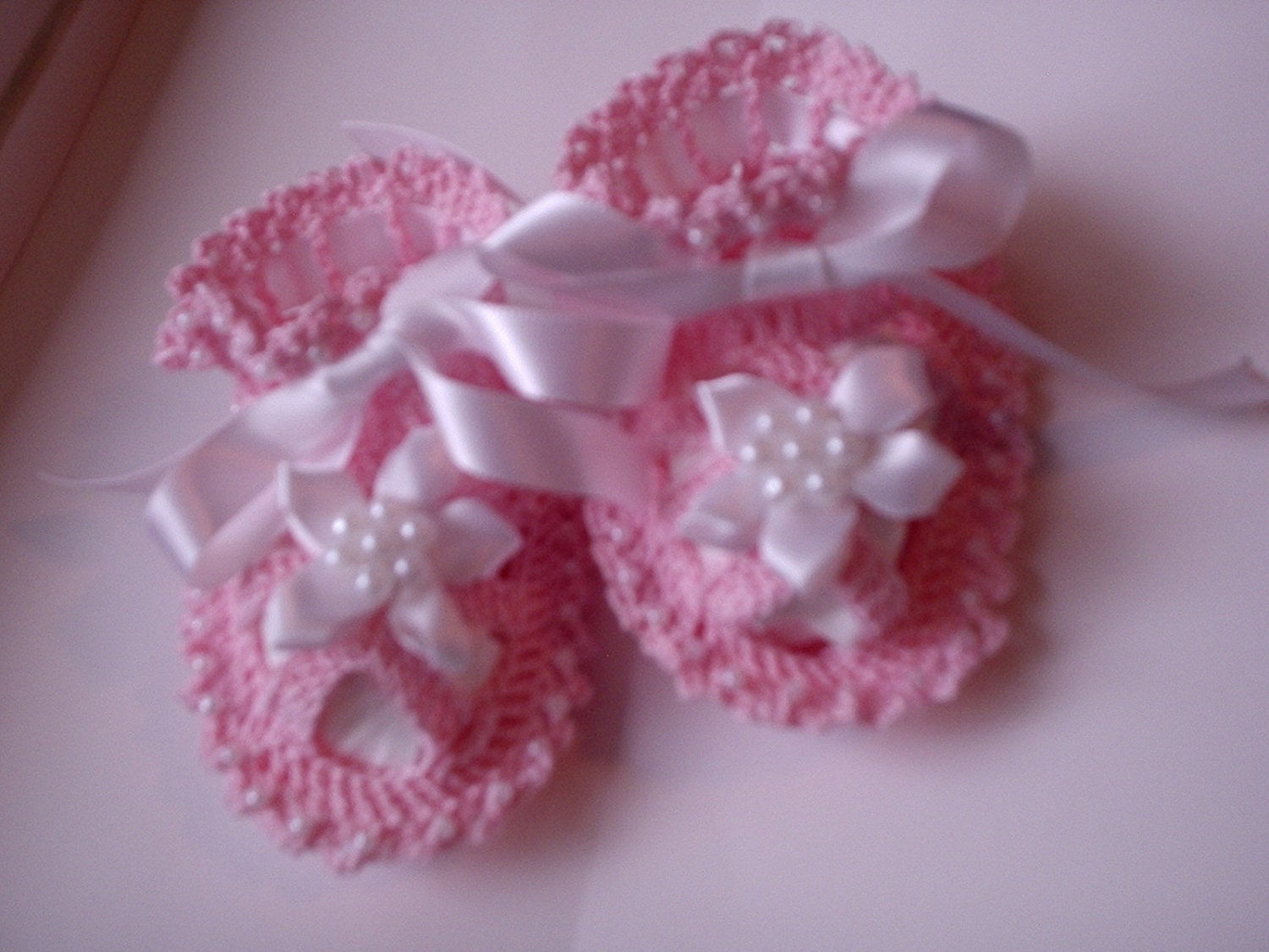 Custom, Crocheted Beaded Baby Booties Sandals for Baby Girl or Baby ...
