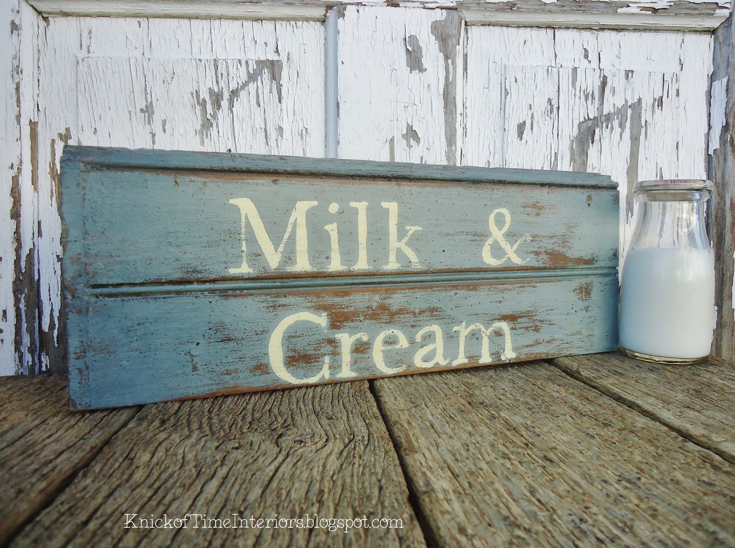 Milk & Cream - Handpainted Sign -  Antique Wood Salvage