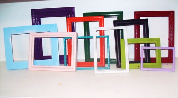 picture frames shabby chic Set of 10 custom painted made to order recycled picture frames