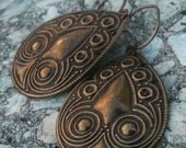 Brass Ethnic Teardrop Earrings -Tribal-Afrocentric-Owl- Free Shipping