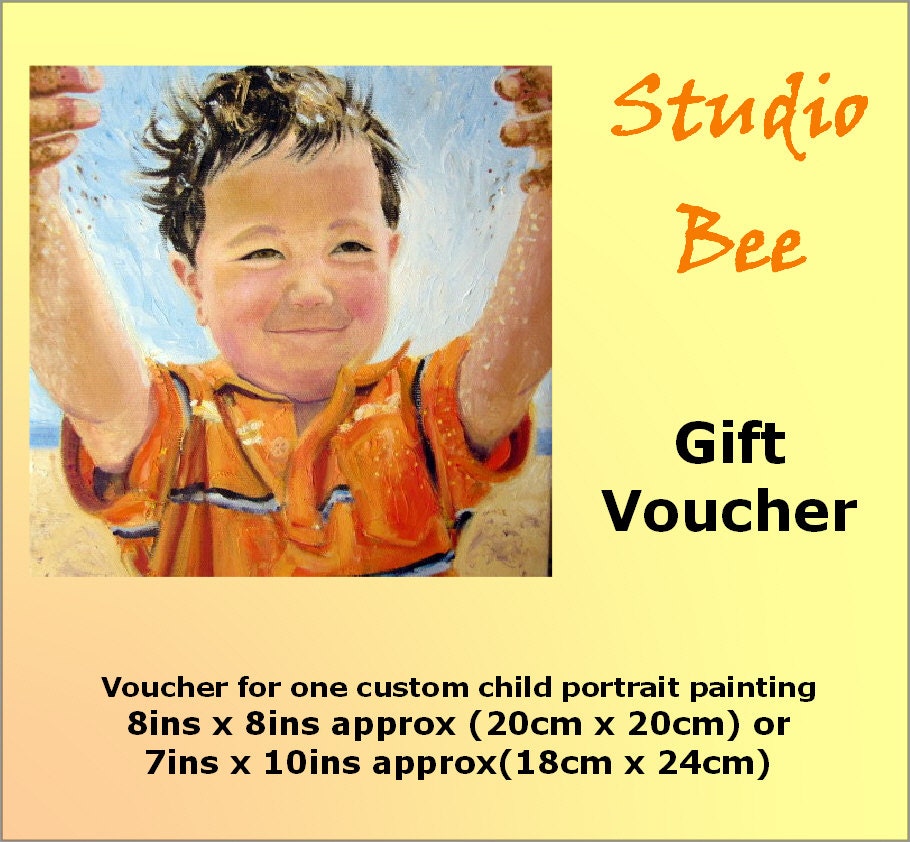 Gift Voucher Certificate for a custom child portrait painting in oils from your photo