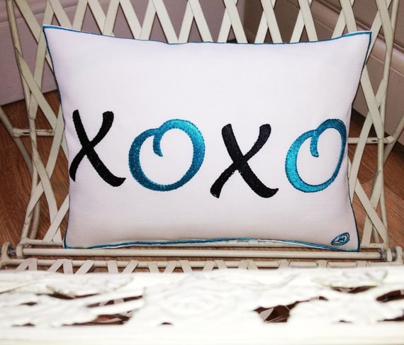 Love, XOXO, His/Hers, with love - Artistic Embroidery - Throw Cushion