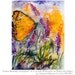 Yellow Butterfly on Lupines Original watercolor and Ink Large 18 by 24 inch by Ginette