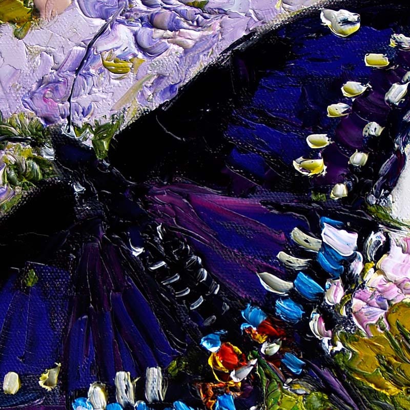French Impressionist Black Swallowtail Original Oil Painting  by Ginette Callaway